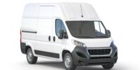 White commercial delivery van isolated on white